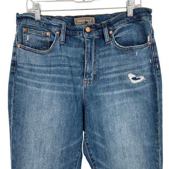 Point Sur Cropped Distressed High Rise Denim Jeans Size 30 - Picture 2 of 13